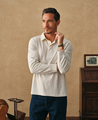 Classic Fit Jersey Tubular Rugby Shirt - Beige Gray