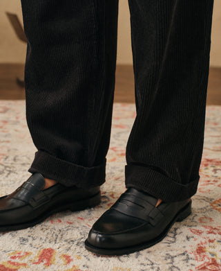 1960s Double Pleated Corduroy Trousers - Black