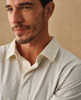 Classic Fit Jersey Tubular Rugby Shirt - Beige Gray