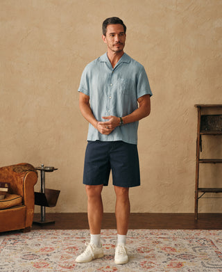 Overview of 1930s Washed Officer Chino Shorts in Navy