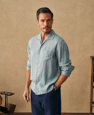 overview of 1950s Italian Collar Linen Shirt
