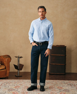 overview of 1960s Classic Button Down Oxford Shirt in Blue