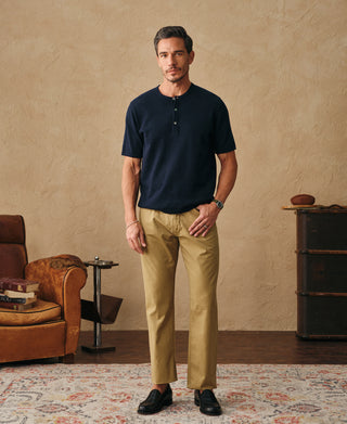 Overview of Linen Cotton Blend Knit Henley T-shirt