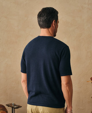 Overview of Linen Cotton Blend Knit Henley T-shirt