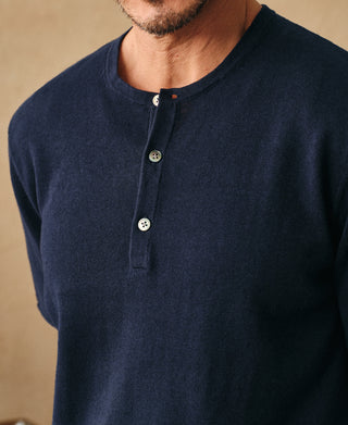 Overview of Linen Cotton Blend Knit Henley T-shirt
