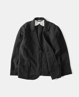 overview of Textured Linen-Cotton Sack Jacket – Black