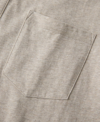 pocket detail of 1940s Slub Cotton Henley Pocket T-shirt in Oats