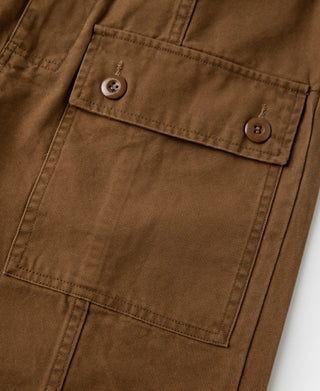 pocket detail of M-42 Canvas Cargo Shorts - Dark Khaki