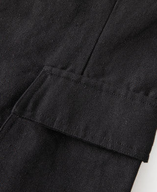 pocket detail of Textured Linen-Cotton Sack Jacket – Black