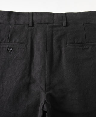 pocket detail of Textured Linen-Cotton Trousers – Black