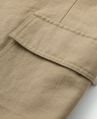 pocket detail of Textured Linen-Cotton Sack Jacket – Khaki