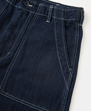 Pocket Detail of Raw Denim Baker Shorts