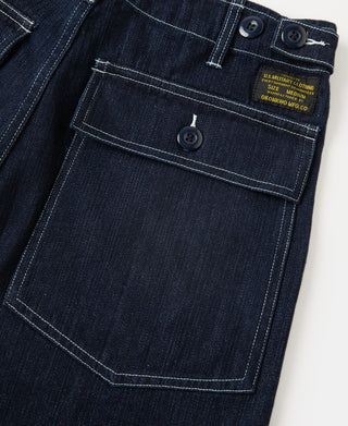Pocket Detail of Raw Denim Baker Shorts