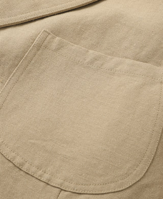 pocket detail of Textured Linen-Cotton Sack Jacket – Khaki