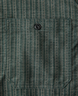 pocket detail of Textured Retro Stripe Cotton Blend Shirt