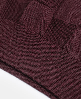 hem detail of Lot 927 Retro Checker Knit Cotton Crewneck T-Shirt - Purple