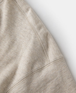 shoulder detail of 1940s Slub Cotton Henley Pocket T-shirt in Oats