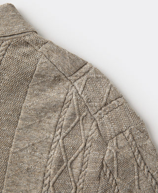 shoulder detail of Jacquard Melange Yarn Polo Shirt in Oats