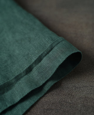 sleeve detail of 1950s Italian Collar Linen Short Sleeve Shirt - Dark Green