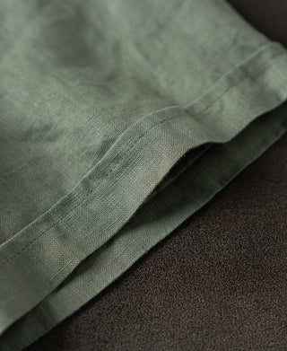 sleeve detail of 1950s Italian Collar Linen Short Sleeve Shirt - Sage
