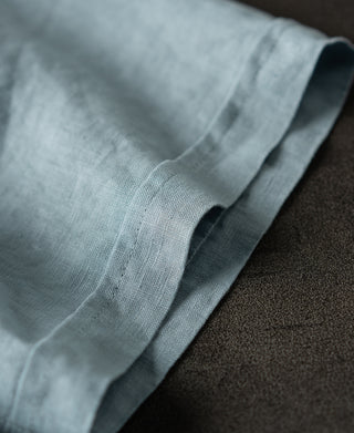 sleeve detail of 1950s Italian Collar Linen Short Sleeve Shirt - Light Blue