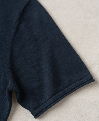 Sleeve Detail of Linen Cotton Blend Knit Henley T-shirt
