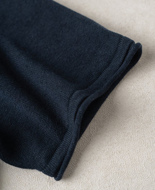 Sleeve Detail of Linen Cotton Blend Knit Henley T-shirt