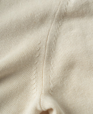 Stitching Detail of Linen Cotton Blend Knit Johnny Collar Polo