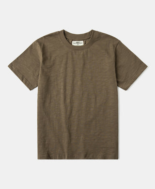 Heavyweight Slub Cotton Short Sleeve T-Shirt in Brown