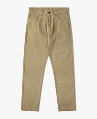 Vintage Washed Tapered 5-Pocket Pants in Khaki