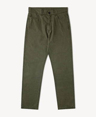 Vintage Washed Tapered 5-Pocket Pants in Olive