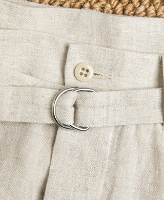 Waist Detail of Lot 845 Linen Double Pleated Trousers
