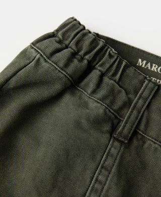 waist detail of M-42 Canvas Cargo Shorts - Dark Olive