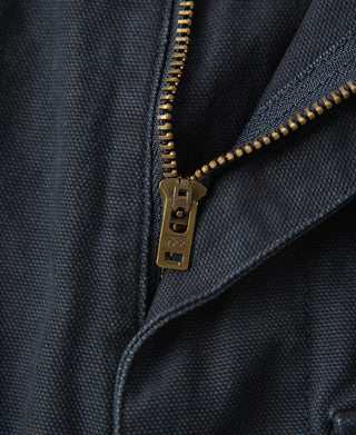 zipper detail of M-42 Canvas Cargo Shorts - Navy