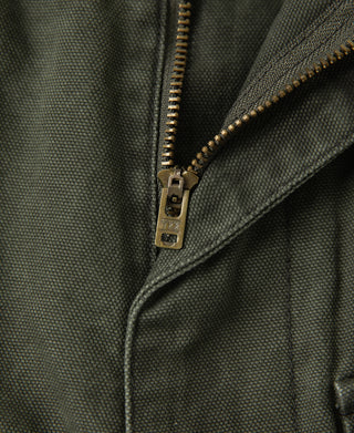 zipper detail of M-42 Canvas Cargo Shorts - Dark Olive