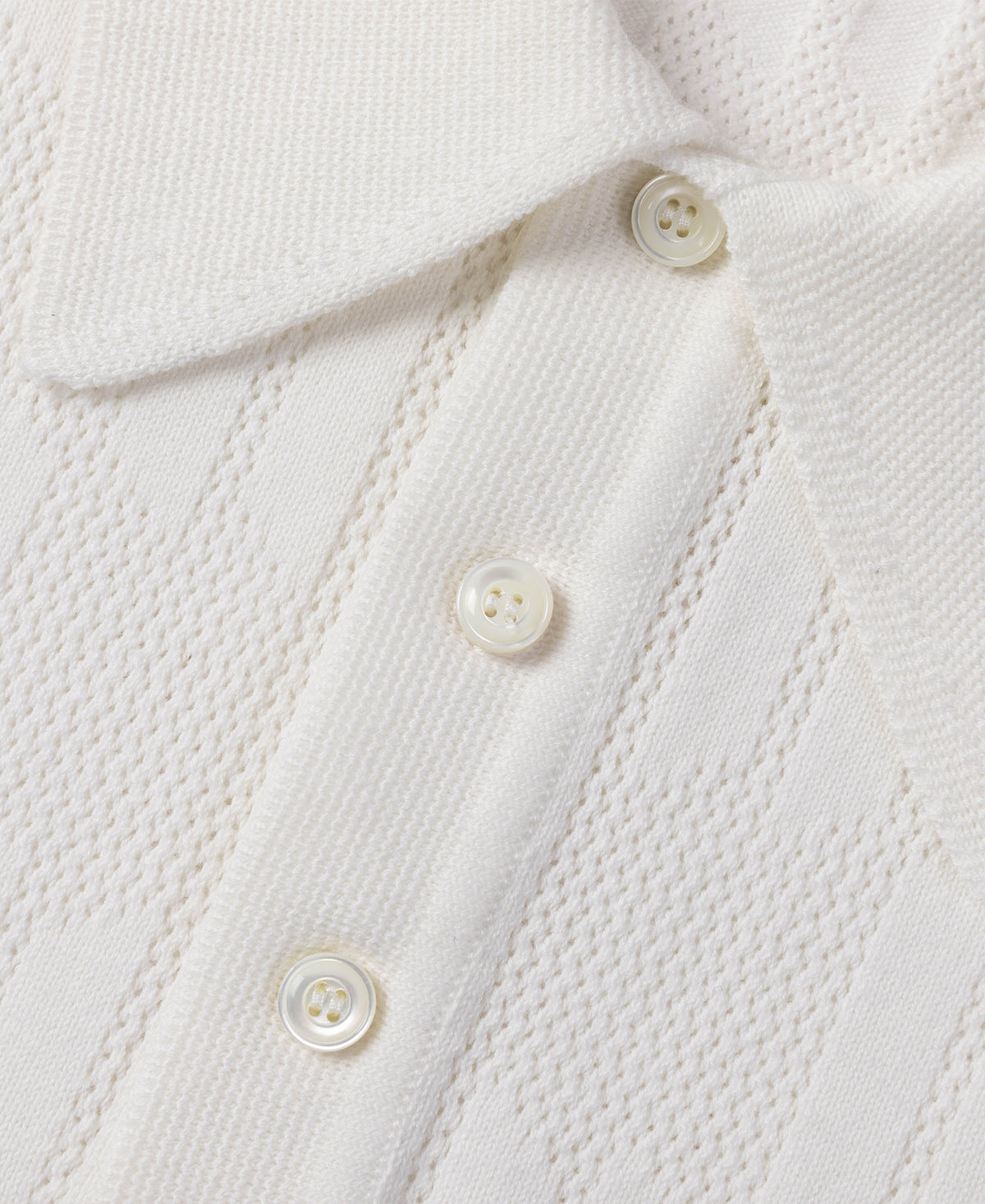 Retro Knitted Jacquard Polo Shirt - White