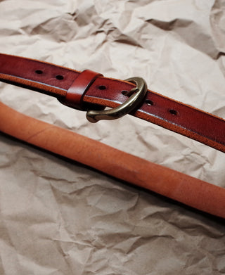 Horseshoe Buckle Leather Belt - Brown