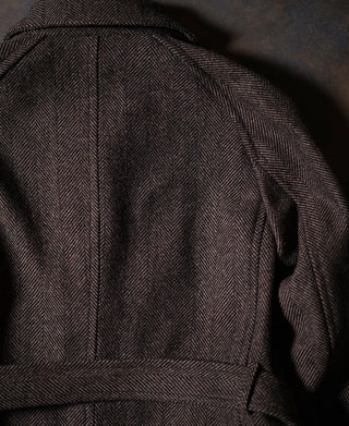 1920's 브라운 헤링본 트위드 발마칸 코트