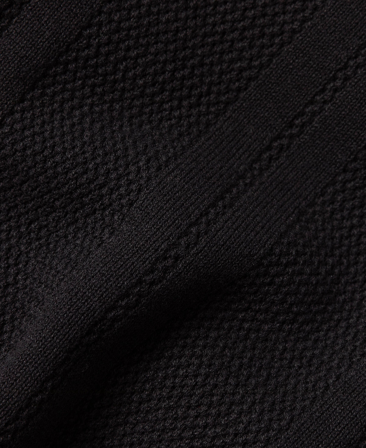 Retro Knitted Jacquard Polo Shirt - Black