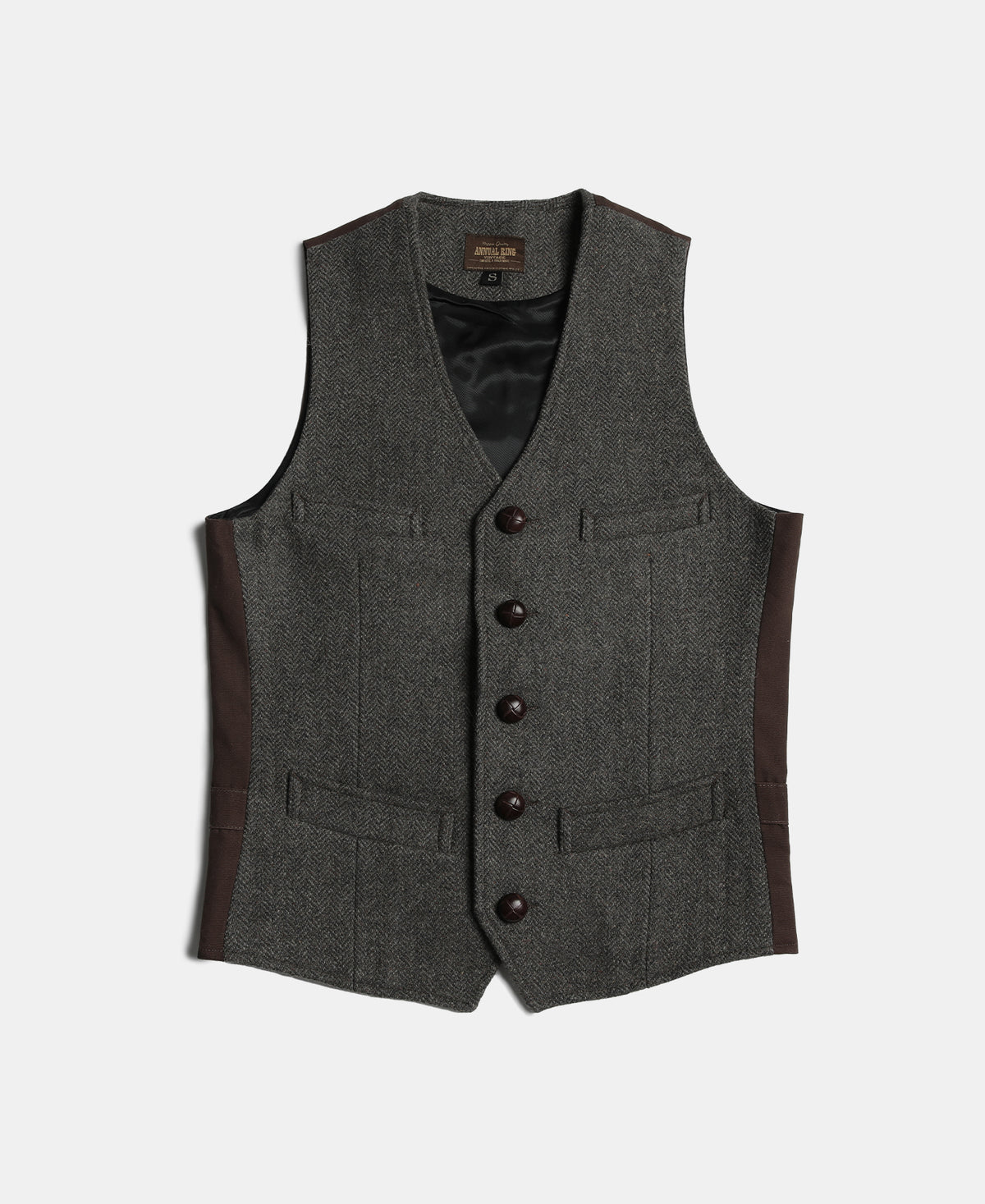 Greyish-Green Herringbone Tweed Vest