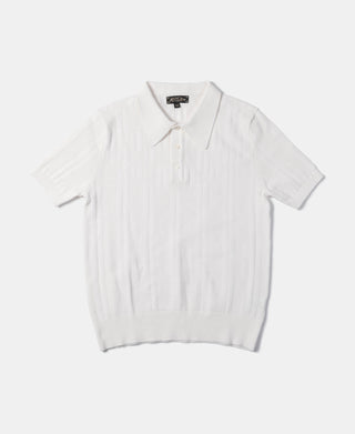 Retro gestricktes Jacquard-Poloshirt – Weiß