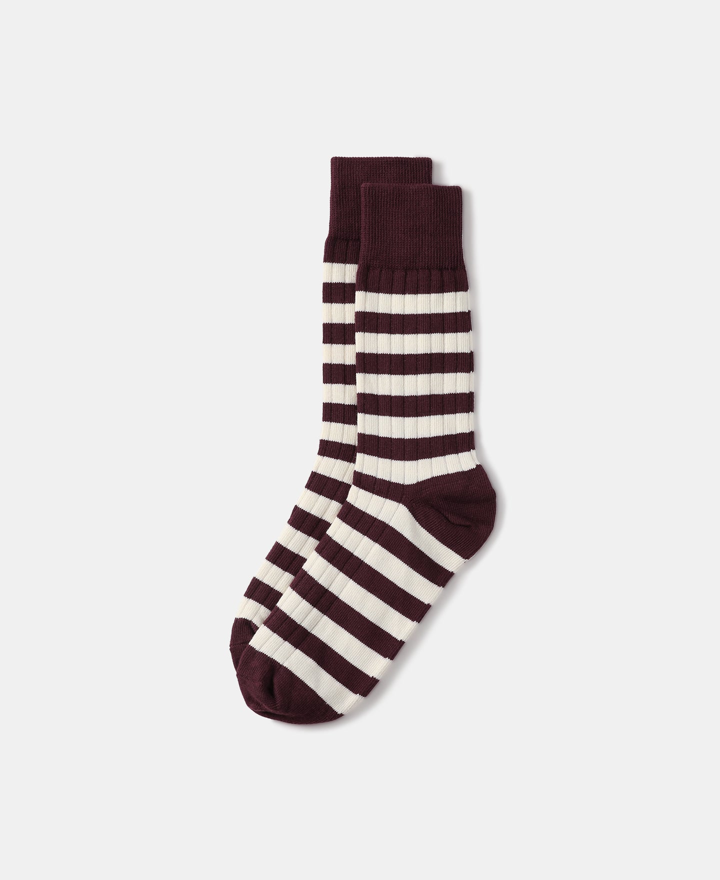 Men's Retro Red and White Striped Cotton Thick Crew Socks | Olderbest