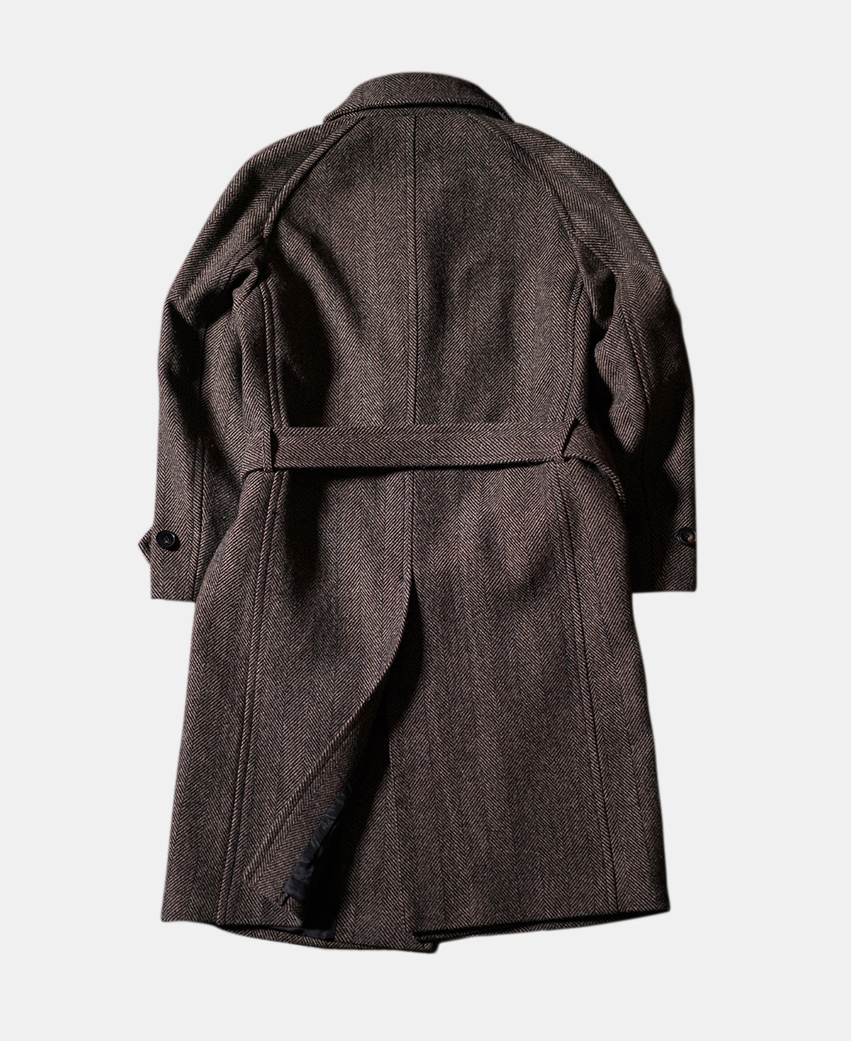 1920s Brown Herringbone Tweed Balmacaan Coat