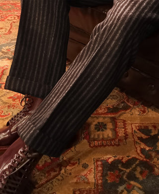 1920s Black & Gray Stripe Tweed Trousers