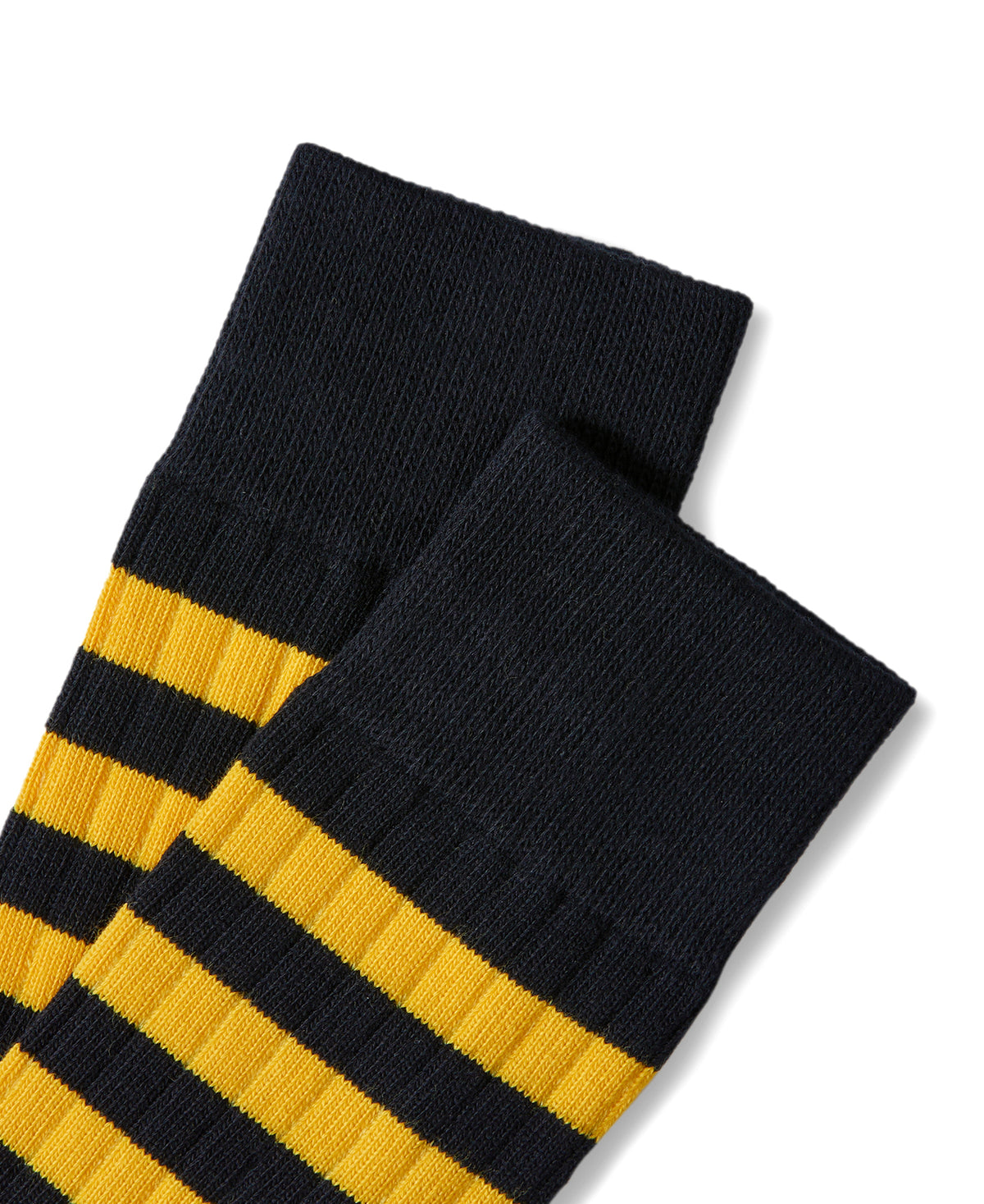 Retro Striped Cotton Socks - Black/Yellow