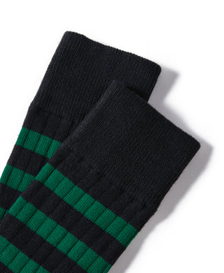 Retro Striped Cotton Socks - Black/Green