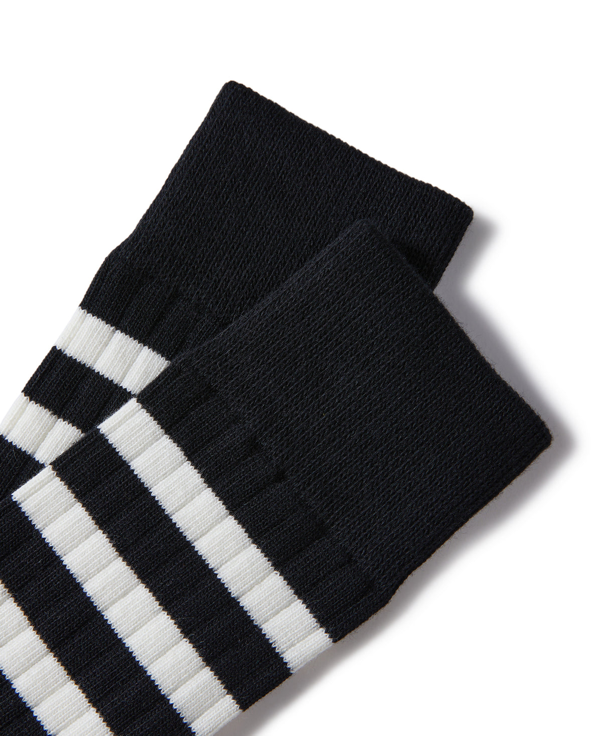 Retro Striped Cotton Socks - Black/White