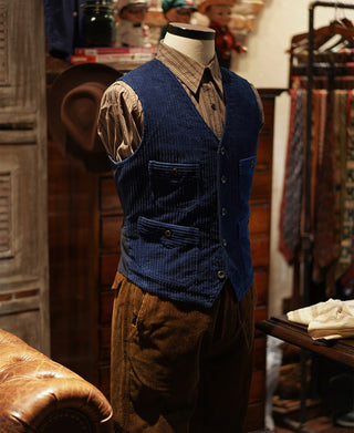 1920s Indigo Corduroy Work Vest