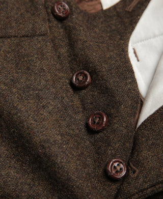 Britische Retro-Hose aus braunem Tweed mit Doppelfalten