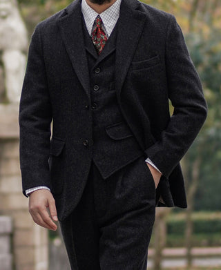 1930s Charcoal Gray Tweed Suit Jacket